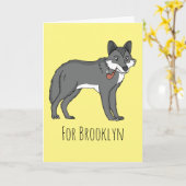 Carte Gray wolf with pipe cartoon (Fleur jaune)