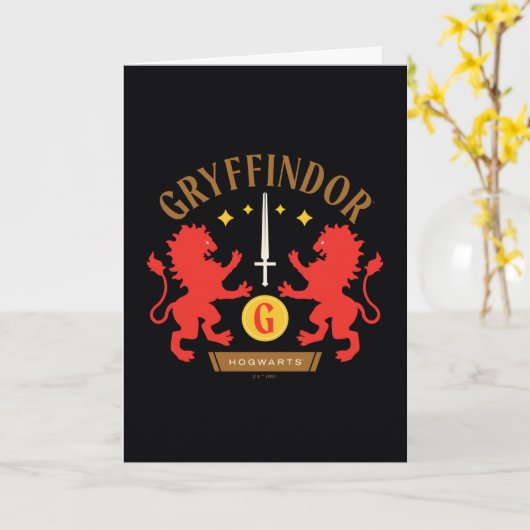 Carte GRAYFFINDOR™ Maison double Lion épée graphique (Fleur jaune)