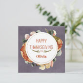 Carte Grayish Purple Fall Floral "Happy Holiday" Custom (Debout devant)