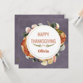 Carte Grayish Purple Fall Floral "Happy Holiday" Custom (Devant/Arrière en situation)