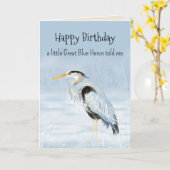 Carte Great Blue Heron Bird Personnalité Amusant Anniver (Fleur jaune)