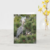 Carte Great Blue Heron et ses bébés (Fleur jaune)