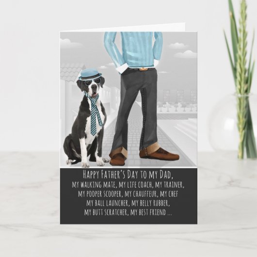 Carte Great Dane de la Fête des pères de chien (Devant)