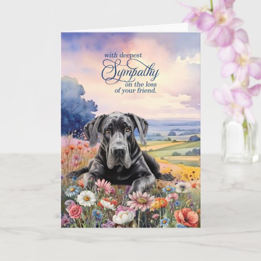 Carte Great Dane Dog with Wildflowers Pet Sympathy (Orchidée)