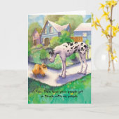 Carte Great Dane et Pomeranian - Anniversaire amusant (Fleur jaune)