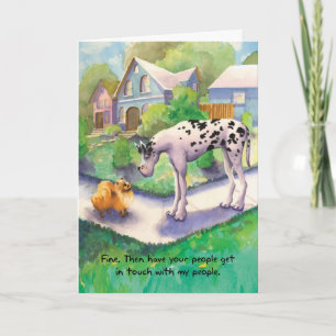 Carte Great Dane et Pomeranian - Anniversaire amusant