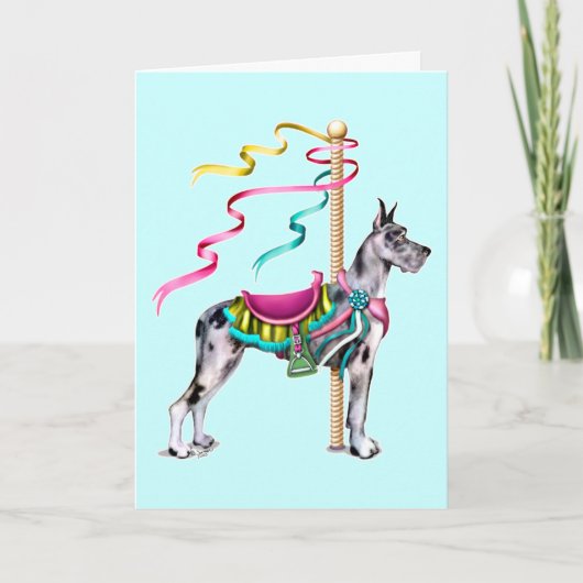 Carte Great Dane Merle Carousel - Customisé (Devant)
