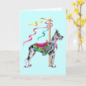 Carte Great Dane Merle Carousel - Customisé (Fleur jaune)