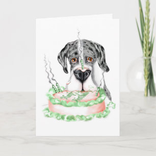 Carte Great Dane Merle UC Birthday Cake