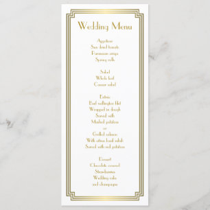 Carte Great Gatsby Art Déco Menu Mariage blanc