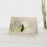 Carte Great Granddaughter Birthday<br><div class="desc">A beautiful birthday card for a Great Granddaughter's birthday with a white sunhat wrapped in a green polka dot ribbon and a blue hydrangea. All of my cards can be customized anyway you like. Just m'a donné un message.</div>