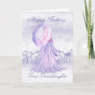 Carte Great Granddaughter Cute Feminine Birthday
