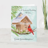 Carte Great Granddaughter Happy January Birthday Birds (Devant)
