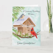 Carte Great Grandfather Happy January Birthday Birds (Devant)