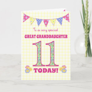 Carte Great Grandgirl 11th Birthday Primroses Card