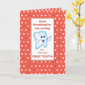 Carte Great Grandgirl Perdu First Tooth Félicitations (Fleur jaune)