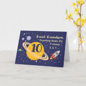 Carte Great Grandson 10th Birthday Planets, Espace extra (Fleur jaune)