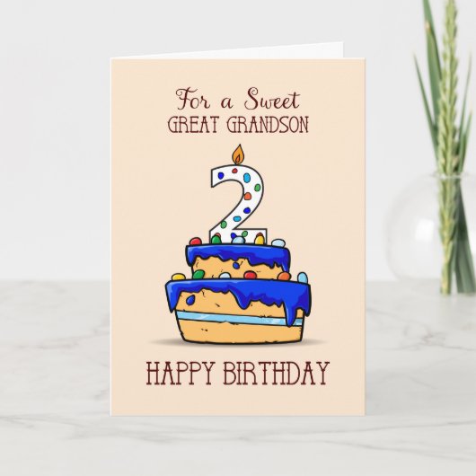 Carte Great Grandson 2e anniversaire, 2 sur Sweet Blue C (Devant)