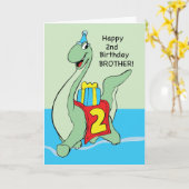 Carte Great Grandson, 2e anniversaire Dinosaur (Fleur jaune)