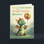 Carte Great Grandson 2e anniversaire mignon dragon ballo<br><div class="desc">Envoyez des voeux de 2ème anniversaire à votre arrière-petit-fils avec ce design de charme sur le thème du dragon. Un dragon vert amical et un ballon dressé contre un arrière - plan doux, de style conte, font de cette carte une façon douce de célébrer un deuxième anniversaire magique pour votre...</div>