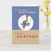 Carte Great Grandson 2e Teddy Bear Balloon Anniversaire (Fleur jaune)
