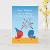 Carte Great Grandson 4 juillet Oiseaux observer le feu d (Fleur jaune)