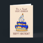 Carte Great Grandson 4e anniversaire, 4 sur le gâteau bl<br><div class="desc">Quand vous,  arrière petit-fils qui tourne quatre bonbons d'amour,  puis ne cherchez pas plus loin,  c'est la carte qui est parfaite pour l'envoyer et le saluer heureux 4ème anniversaire. Il va sûrement adorer ce gâteau bleu et les bonbons colorés sur le devant.</div>