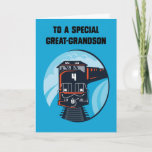 Carte Great Grandson 4e anniversaire Train bleu<br><div class="desc">Une grande carte pour un grand-fils. Votre petit garçon adorera recevoir ce train avec un grand numéro quatre pour son 4e anniversaire. Une carte très appropriée pour un garçon avec une jolie illustration sur un arrière - plan bleu qui va lui mettre un sourire sur le visage.</div>