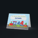 Carte Great Grandson 4th Birthday Coloror Train Track<br><div class="desc">Le jour de la célébration du 4e anniversaire de votre arrière-petit-fils, vous devriez être en mesure de lui remettre cette carte mignonne, colorée et amusante qui a son nom sur le devant pour lui souhaiter un joyeux anniversaire. Mais avant de pouvoir le faire, vous devriez commander d'abord votre copie de...</div>
