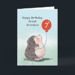 Carte Great Grandson 7e anniversaire mignon Hedgehog Bal<br><div class="desc">Tout le monde dans la famille est prêt à célébrer avec votre arrière-petit-fils une fois qu'il aura sept ans. Dès aujourd'hui,  vous pouvez choisir de commander votre copie de cette carte pour lui offrir une fois la célébration débutée.</div>