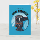 Carte Great Grandson 8th Birthday Train, Little Boy, Blu (Fleur jaune)