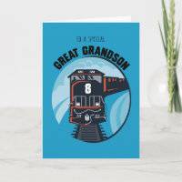 Great Grandson 8th Birthday Train, Little Boy, Blu