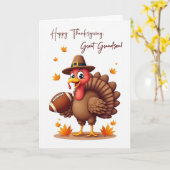 Carte Great Grandson Thanksgiving Funny Turkey Football (Fleur jaune)