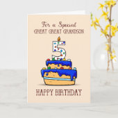 Carte Great Great Grandson 5e anniversaire, Sweet Blue C (Fleur jaune)