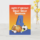 Carte Great Great Great Grand-fils 4e anniversaire des b (Fleur jaune)