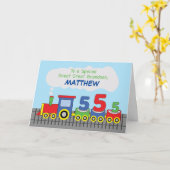 Carte Great Great Great Grand-fils 5e anniversaire Train (Fleur jaune)