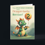Carte Great Great Great Grandson 2ème anniversaire migno<br><div class="desc">Une façon joyeuse de célébrer un lien rare et spécial,  cette carte de 2e anniversaire pour votre arrière-petit-fils comprend un dragon vert adorable,  des couleurs douces et un ballon orange vif. Un design doux et magique pour le grand jour d’un petit garçon chéri.</div>