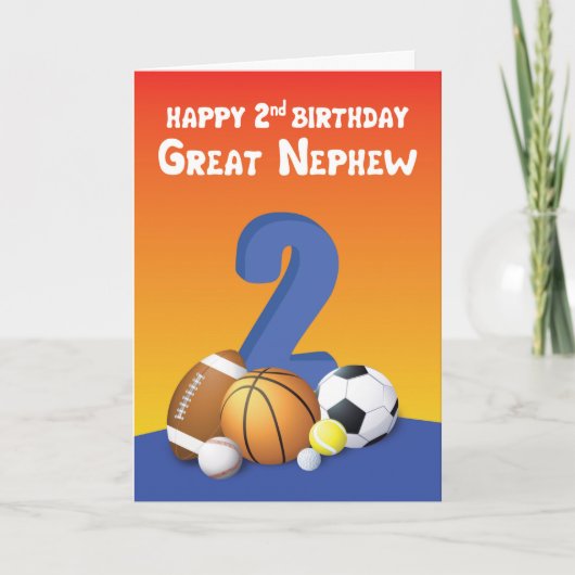 Carte Great Nephew 2e Anniversaire Sports Balls (Devant)