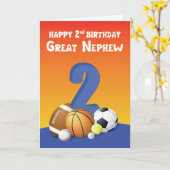 Carte Great Nephew 2e Anniversaire Sports Balls (Fleur jaune)
