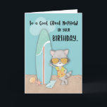 Carte Great Nephew Birthday Beach Funny Cool Raccoon<br><div class="desc">Puisque votre grand neveu fêtera bientôt sa journée spéciale, vous devriez être prêt à le surprendre avec cette carte. Sur la couverture, un raton laveur se penche sur une planche de surf et est prêt à la mélanger avec les vagues. Le cool partage également un message d'anniversaire amusant pour vous...</div>