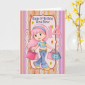 Carte Great Niece 14e anniversaire avec un Ado commercia (Fleur jaune)
