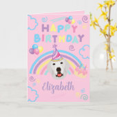 Carte Great Pyrenees Birthday Card in Pink (Fleur jaune)