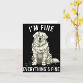 Carte Great Pyrenees Christmas I'm Fine Everything Is Fi (Fleur jaune)