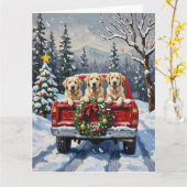 Carte Great Pyrenees Christmas Red Truck Holiday (Fleur jaune)