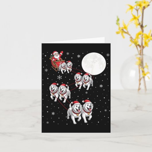 Carte Great Pyrenees Dog Xmas Pajama Matching Santa Clau (Fleur jaune)