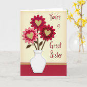 Carte Great Sister Heart Flowers Card (Fleur jaune)