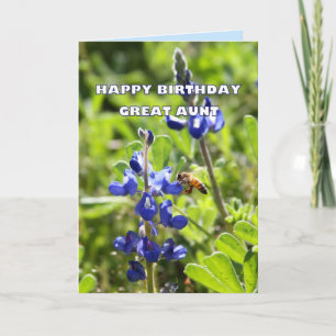 Carte Great Tante Texas Bluebonnet Joyeux anniversaire