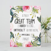 Carte Great Team thank you gift Amazing team quote (Debout devant)
