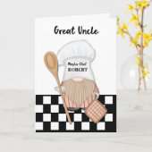 Carte Great Uncle Birthday Whimsical Gnome Chef Cuisine (Fleur jaune)