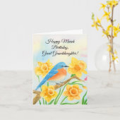 Carte GreatGranddaughter Happy March Birthday Blue Bird (Fleur jaune)